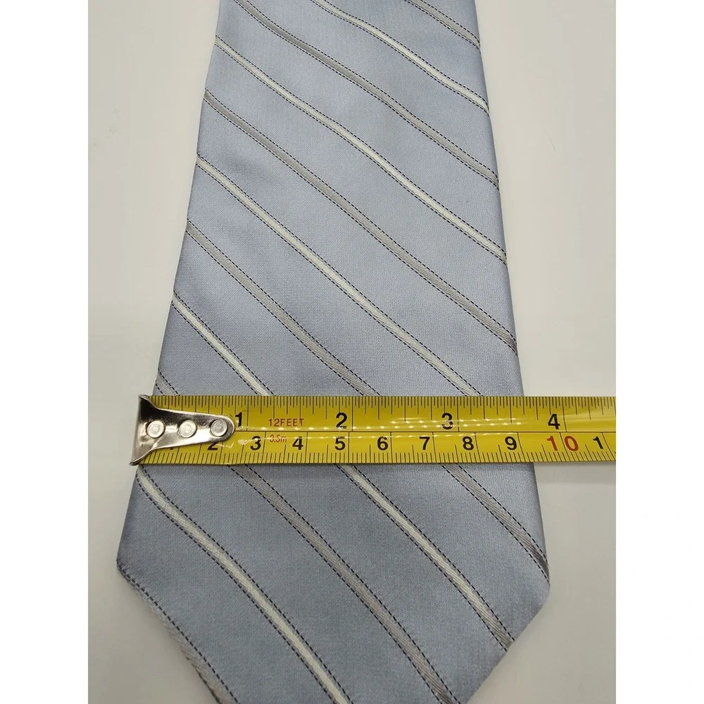 DKNY Men's 100% Silk Blue Silver Fashion Necktie Vintage Tie 57
